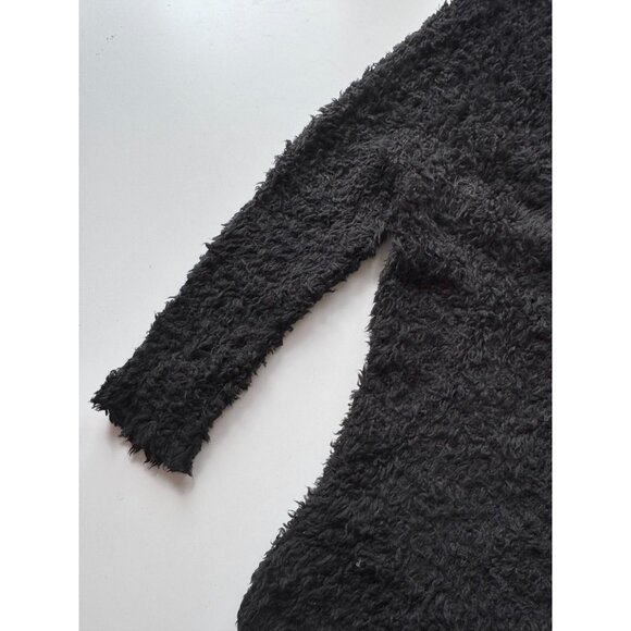 R13 Black Wool Blend Teddy Bear Crew Neck Oversized Sweater Dress, Size S - Picture 7 of 13